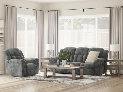 Signature Design by Ashley Frohn Contemporary Manual Reclining Sofa, Gray