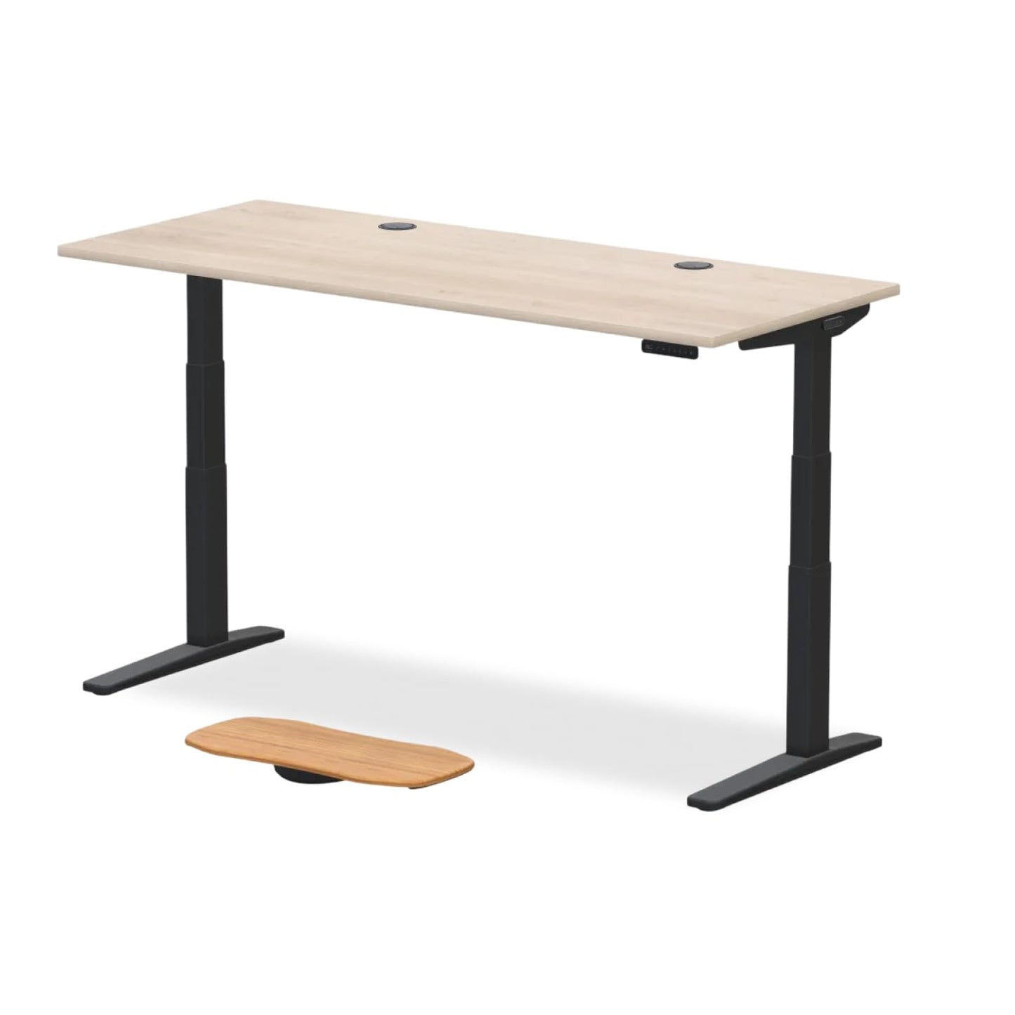 UPLIFTDESK V3 2-Leg Maple Laminate Wood Standing Desk – Adjustable Height, Advanced 1-Touch Memory Keypad, Under Desk Cable Management, Wire Grommets & Rocker Board (Black C-Frame, 72 x 30 inch)