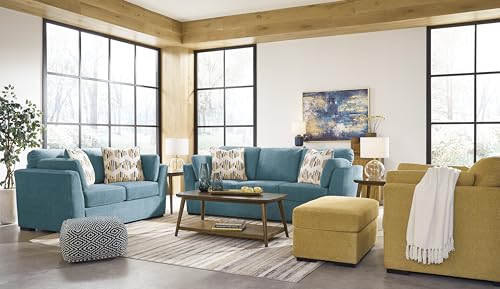 Signature Design by Ashley Keerwick Scandinavian Sofa with 4 Toss Pillows, Blue