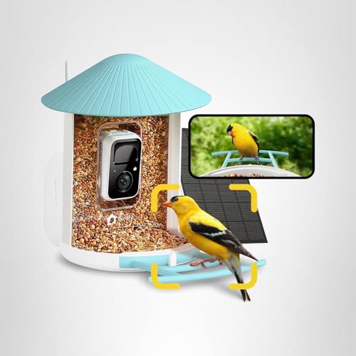 NETVUE by Birdfy Smart Bird Feeder with Camera – AI Identifies Birds Species 2MP Night Vision & App Alerts, 2.4Ghz Wi-Fi Connect IP65 Weatherproof Bird Camera-Gift for Backyard BirdWatchers, Blue