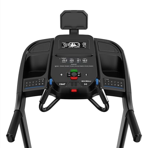 Horizon Fitness 7.0AT Treadmill, Black, Heavy Duty, LCD Display, Built-in Speakers, Heart Rate Monitor, USB Charging Port, Wheeled
