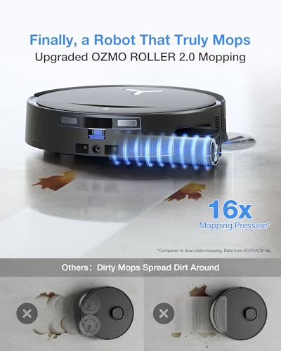 ECOVACS DEEBOT T80S Omni Robot Vacuum and Mop, 24,800Pa Suction, Instant Self-Cleaning OZMO Roller Mop, Auto-Lift Mop for Carpet & Spill Protection, AI Navigation, ZeroTangle 3.0 for Pets Family