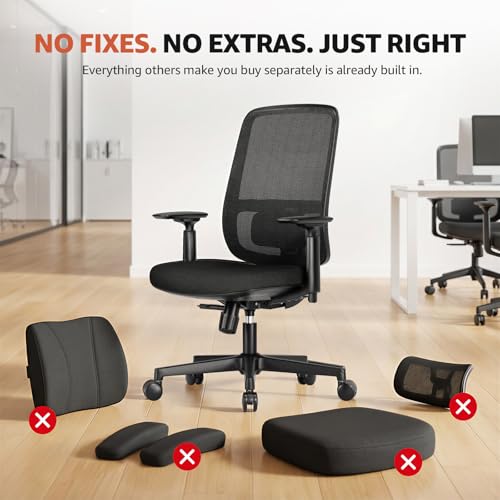 ErgoSift Office Chair Ergonomic Desk Chair,Home Mesh Chairs with Adjustable Lumbar Support, Comfortable Computer Gaming Chair, Office Chair for Long Hours (Black)