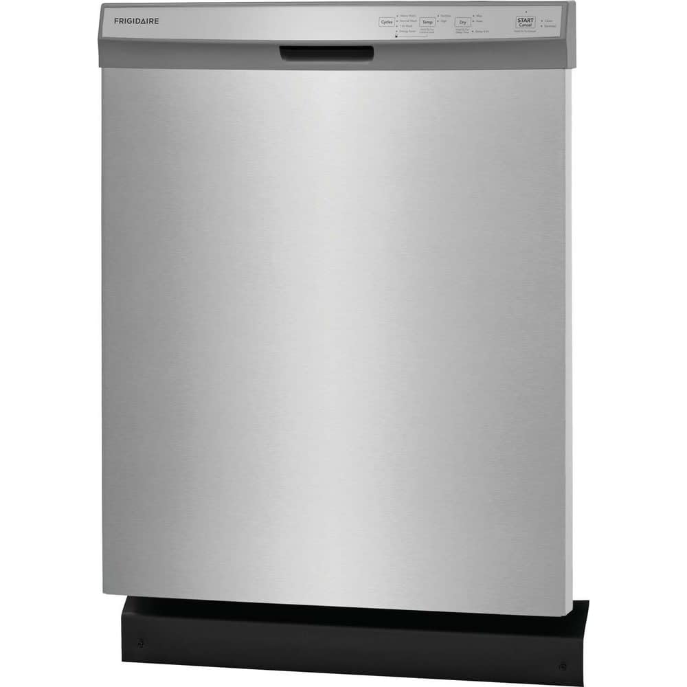 Frigidaire 24 in Front Control Built-in Tall Tub Dishwasher in Stainless Steel with 4-Cycles and DishSense Sensor Technology