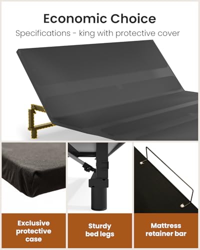 King Adjustable Bed Base Frame with Wireless Remot, Easy Installation, Heavy-Duty Steel Frame, Whisper-Quiet Motor, Head & Foot Lift, Zero Gravity & Anti-Snore Modes Comfort (79" L x 74" W x 12.72" H)