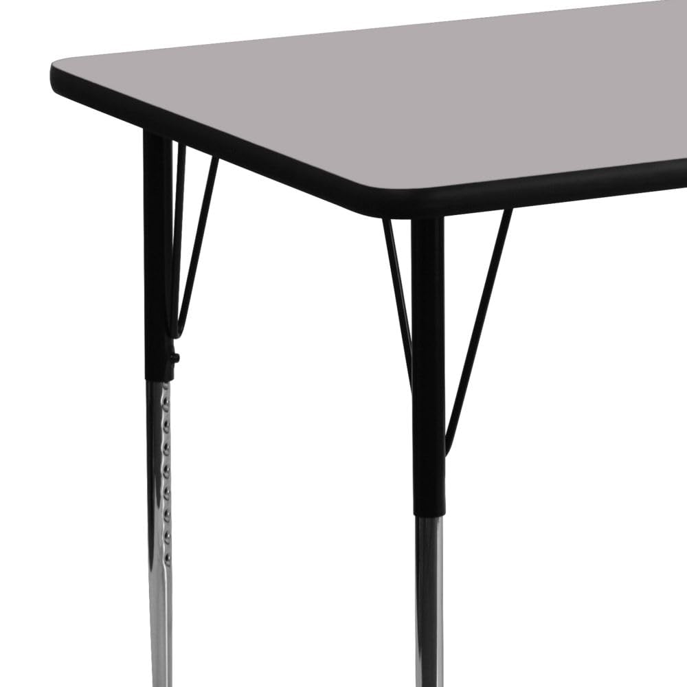 Flash Furniture 24''W x 48''L Rectangular Grey Thermal Laminate Activity Table - Standard Height Adjustable Legs