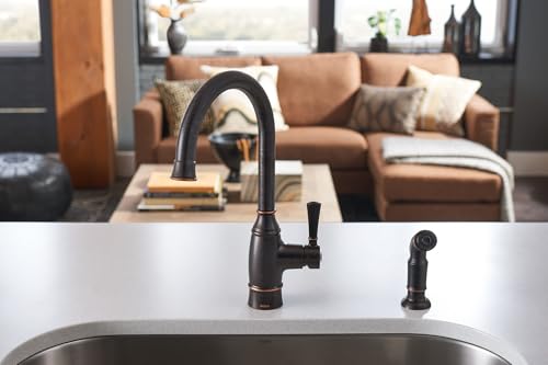 Moen Noell Mediterranean Bronze Single-Handle Kitchen Faucet with Side Sprayer, 87506BRB
