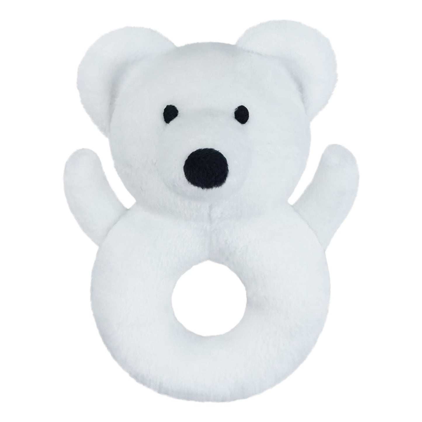 Doindute Baby Polar Bear Soft Rattle Toy, Polar Bear Plush Infant Shaker Rattle Easy-Grasp Stuffed Animal Toy, Gifts for Newborns Babies Toddlers Boys Girls, White, 5 Inches