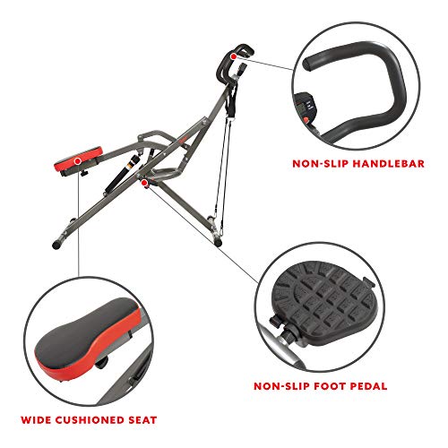 Sunny Health & Fitness Row-N-Ride PRO Squat Machine for Home, Foldable 300 LB Capacity Rower with 12 Level Resistance Rower, Easy Setup Full Body Exercise Equipment Rowing Machine - SF-A020052