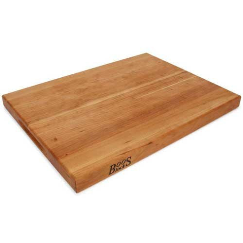John Boos R-Board Series Rectangular Wooden Cherry Cutting Board 20”x15” – 1.5” Thick, 10-lb Reversible Butcher Block with Edge-Grain & Finger Grips – Made in the USA