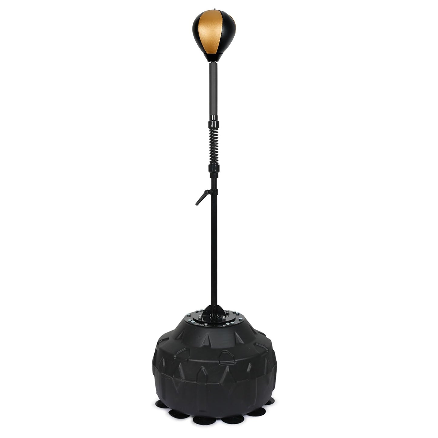 Standing Reflex Speed Bag with Thick Base, Adjustable Height & Reinforced Spring (Golden Black)