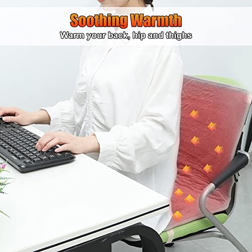 WOOLALA USB Heated Seat Cushion for Office Chair, Large Heating Area Heated Seat Cover Therapy Heating Pad for Back, Lumbar, Hip, Thigh with 3 Temperatures Levels, 17In * 35.5In