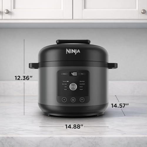Ninja HyperHeat 9-in-1 6.5-qt Pressure Cooker | Steams, Slow Cooks, Sears, Sautés, Sous Vide, Yogurt & More | With SimpliServe Pot | Powerful 1200-Watt | Grey | PC201GY