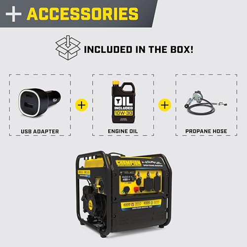 Champion Power Equipment 4,500-Watt Electric Start Dual Fuel RV Ready Portable Open Frame Inverter Generator with Quiet Technology and CO Shield®