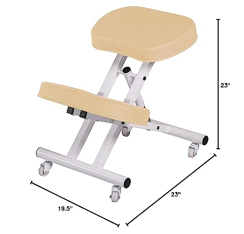 Master Massage Ergonomic Steel Prefect for Home Kneeling Chair Metal Folding Posture Chair for Office, Cream