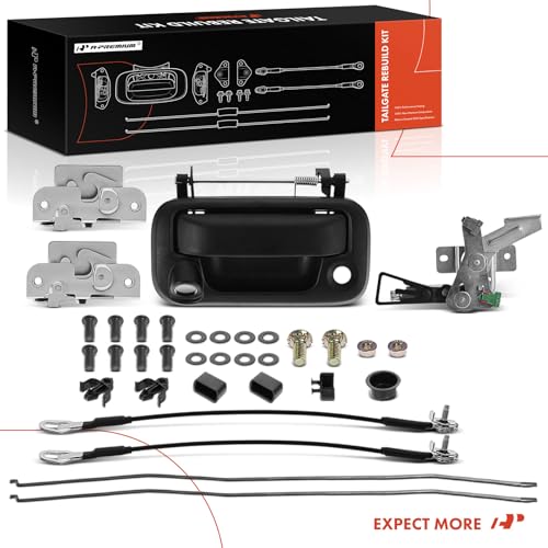 A-Premium Tailgate Rebuild Kit Compatible with Ford F-150 2009-2014, Rear Tailgate Parts Metal Handle Bezel Latch Rod Bracket Cable Bushing Hinge Bolts (Pack of 34)