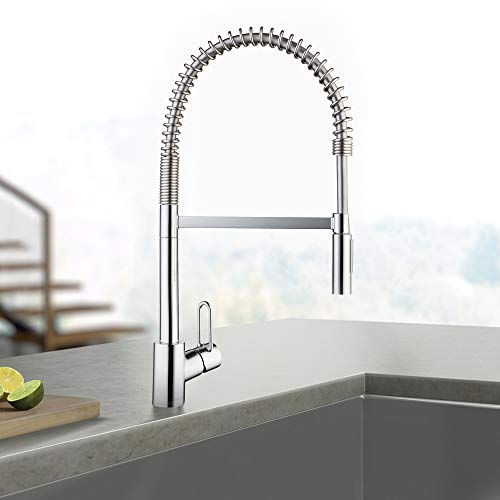 hansgrohe Talis Loop Stainless Steel Commercial Kitchen Faucet, Kitchen Faucets with Pull Down Sprayer, Faucet for Kitchen Sink, Stainless Steel Optic 04700805