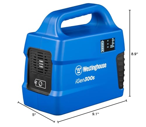 Westinghouse 296Wh 600 Peak Watt Portable Power Station and Solar Generator, Pure Sine Wave AC Outlet, Backup Lithium Battery for Camping, Home, Travel, Indoor/Outdoor Use (Solar Panel Not Included)
