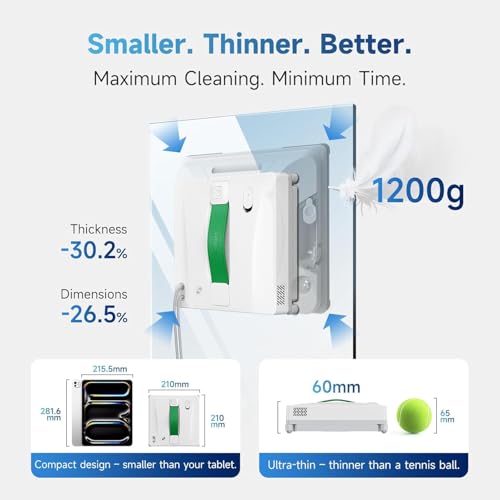 FMART W8 Mini Window Cleaning Robot, 8000Pa Suction, Ultra-Slim 2.36 in, 4-Way Ultrasonic Spray, Edge-Cleaning Route, Smart Path Planning, 9-Stage Safety, App & Remote Control