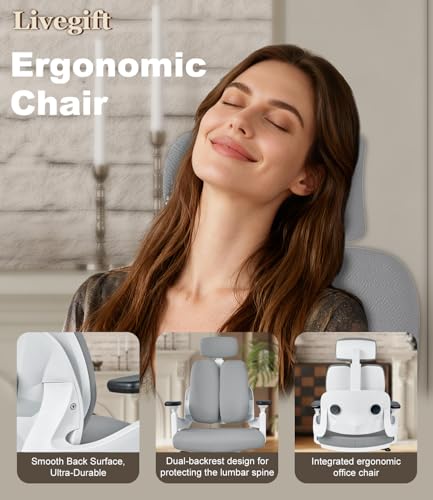 Livegift Ergonomic Gaming Chair with Dual Backrest Office Chair for Back Support, 500LB Heavy Duty Computer Desk Chair, Adjustable Lumbar Support,Home Office Chair for Gamers and Programmers