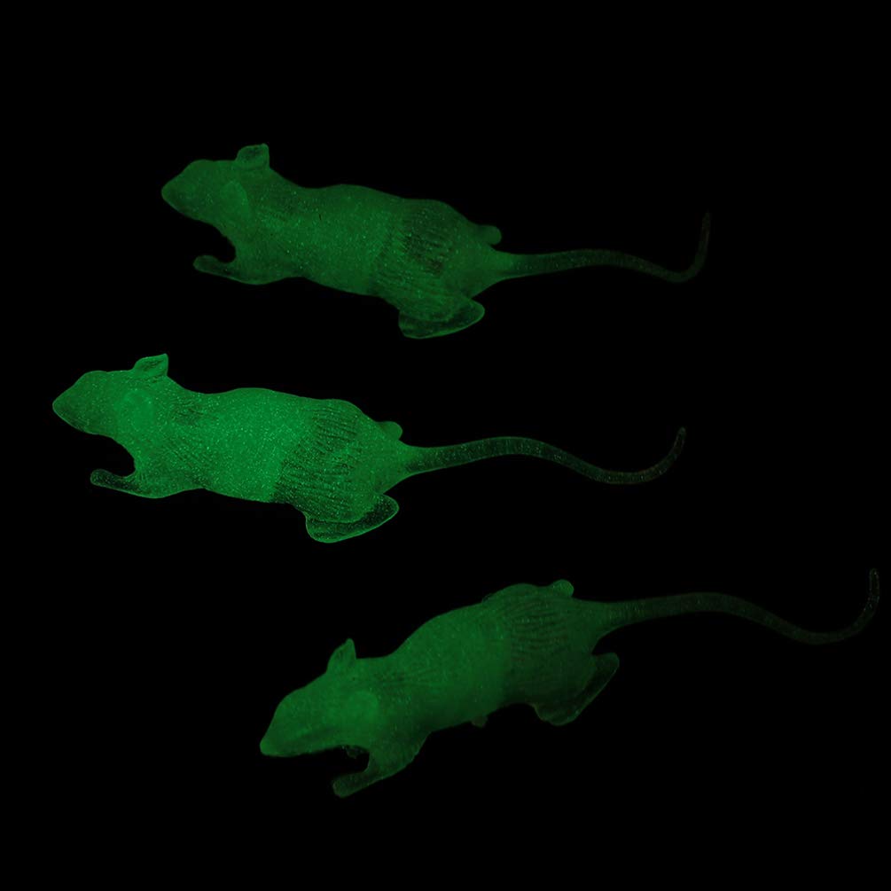 Totority Halloween Luminous Glow-in-the-Dark Mouse Toy 20Pcs Realistic Fake Mice for Halloween Party Pranks and Decorations Plastic 3.22 Inch