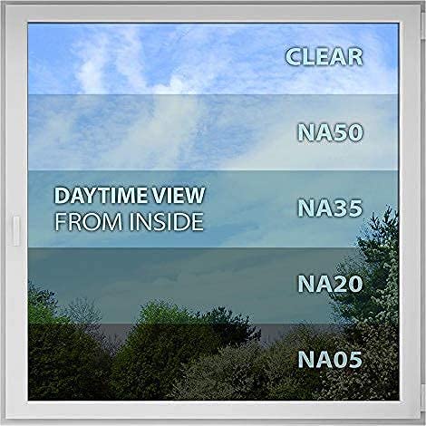 BDF NA20 Window Film Daytime Privacy and Sun Control Natural Black 20 (Dark) - 36in X 50ft