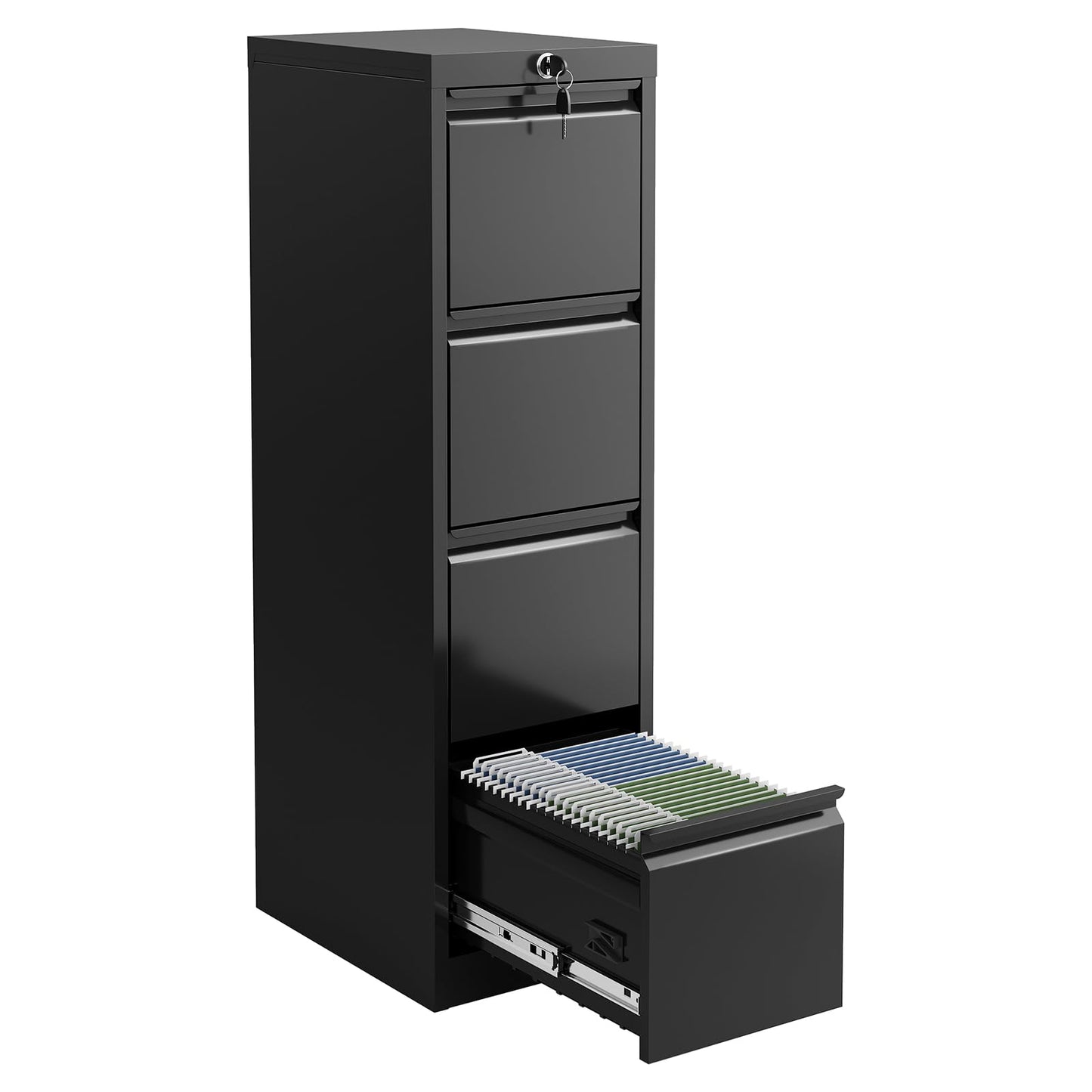 BouPower 4 Drawer File Cabinet with Lock, Metal Filing Cabinets, Vertical Small Filing Cabinet Steel Lockable Storage Cabinets for Home Office, Legal/Letter Size File