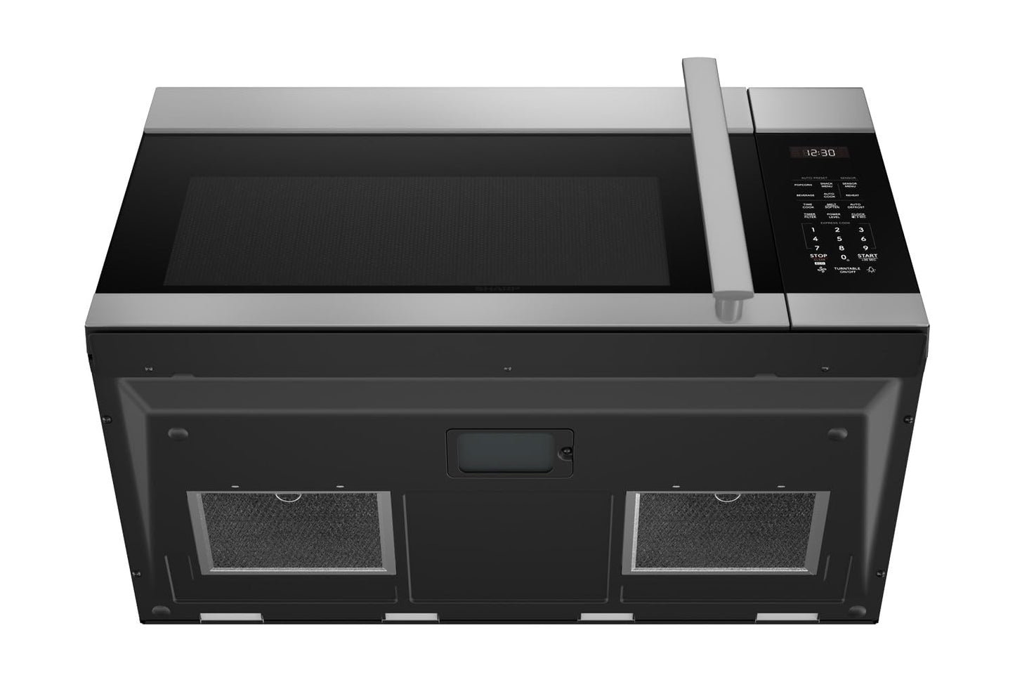 SHARP SMO1754JS Over the Range Microwave Oven with 13.6" Carousel Turntable, 30-inch, 1.7 Cubic Feet, 1,000 Watt, 300CFM Fan, Sensor Cooking, Edge to Edge Black Glass with Stainless