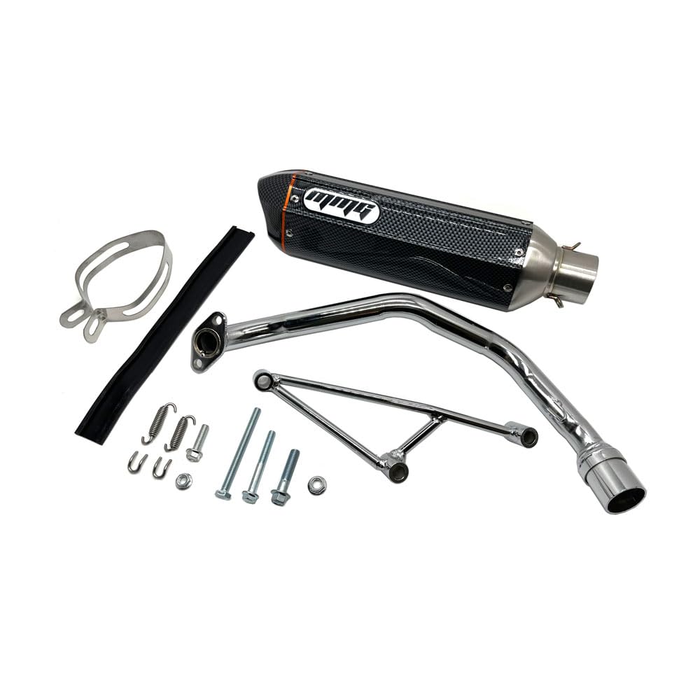 MMG Exhaust System Muffler for GY6 125cc 150cc 4 Stroke Scooters (Carbon Fiber Finish)