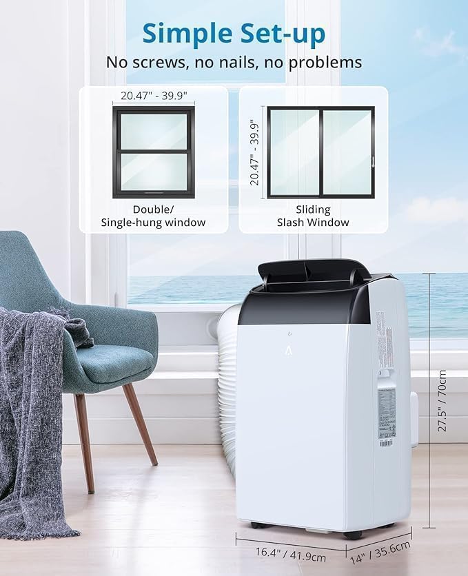 12000 BTU Portable Air Conditioners, Portable AC Unit 3-in-1 with Fan, Dehumidifier, Cools Up To 550 Sq.Ft. Room Air Conditioner, Remote Comtrol, Low Noise, 24 Hours Timer, White Top