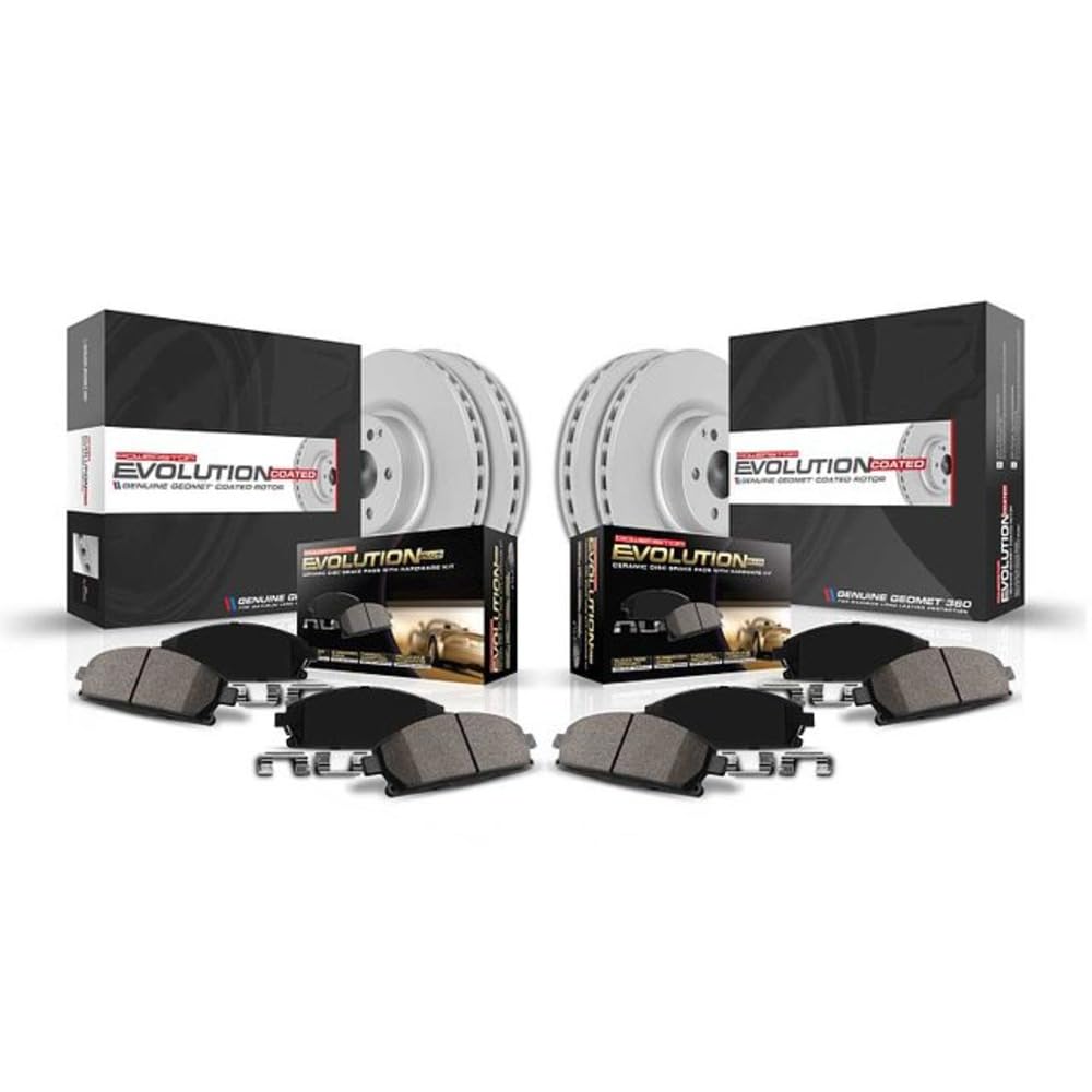 Power Stop CRK7841 Coated Rotor Front & Rear Brake Kit- Coated Brake Rotors and Z17 Ceramic Brake Pads