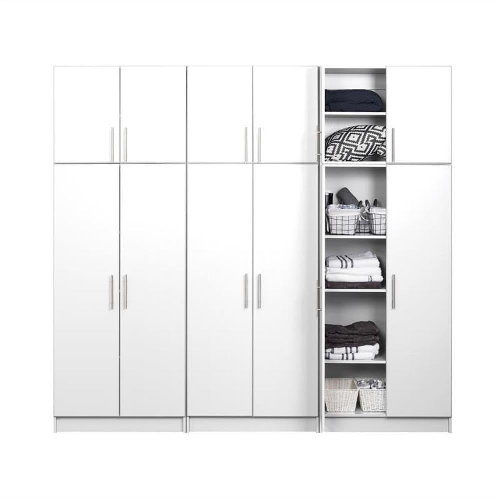 Prepac Elite Functional 6-Piece Garage Cabinets and Storage System Set D, Simplistic Garage Closet Shop Cabinets 16" D x 96" W x 89" H, White, WRSX-1013-6M