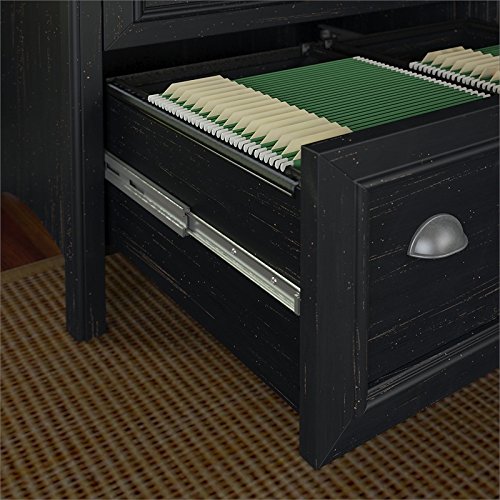 Bush Home Fairview 2 Drawer Lateral File Cabinet in Antique Black/Hansen Cherry, Home Office Storage for Letter, Legal, and A4-Size Documents