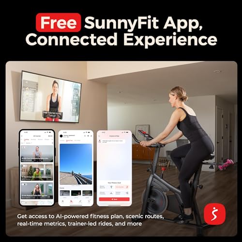 Sunny Health & Fitness ACTIVE 200 Smart Exercise Bike w/Pulse Sensor, Indoor Cardio Cycling Machine w/Adjustable Handlebar & Seat for Cardio Cycle Training, Free SunnyFit App Connection – SF-B124067