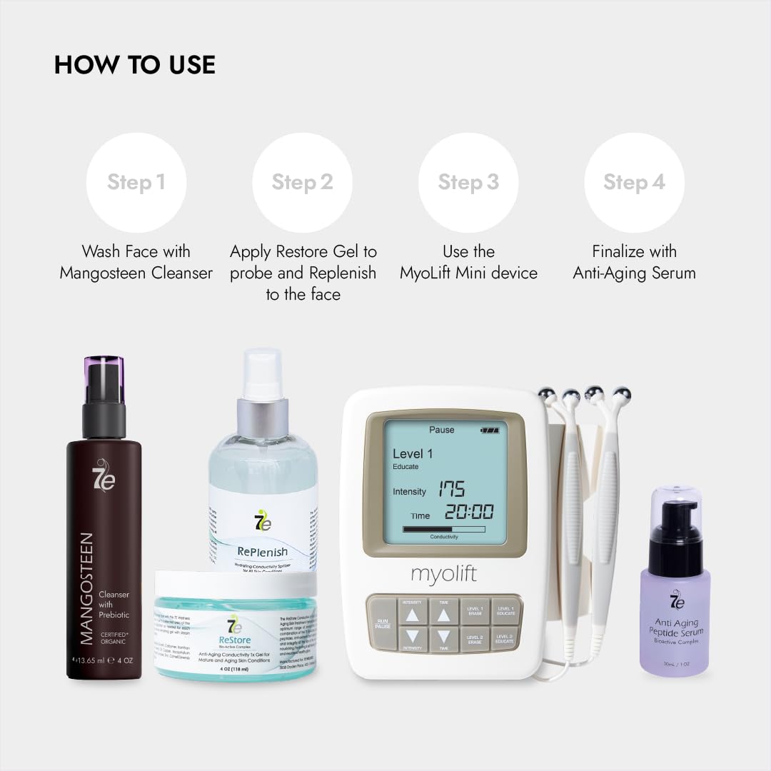 7E Wellness MyoLift Mini Microcurrent Facial Device - Non-Invasive Microcurrent Facial Device, Facial Skin Care Products for Anti Aging, Skin Tightening - Esthetician Supplies & Skin Care Tools -Face