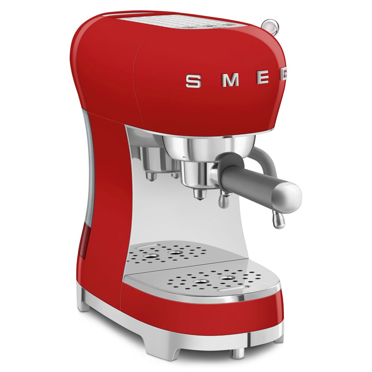 Smeg Manual Espresso Machine with Steam Wand, 15 Bars of Pressure, Stainless Steel Porta Filter, Passive Cup Warmer, User Friendly Controls, and Measuring Scoop Tamper Made in Italy (Red)