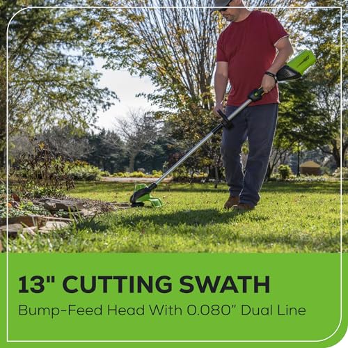 Greenworks 80V 21” Brushless (Push) Cordless Electric Lawn Mower + (500 CFM) Axial Leaf Blower + 13” String Trimmer (75+ Compatible Tools), (2) 2.0Ah Batteries and 30 Minute Rapid Charger
