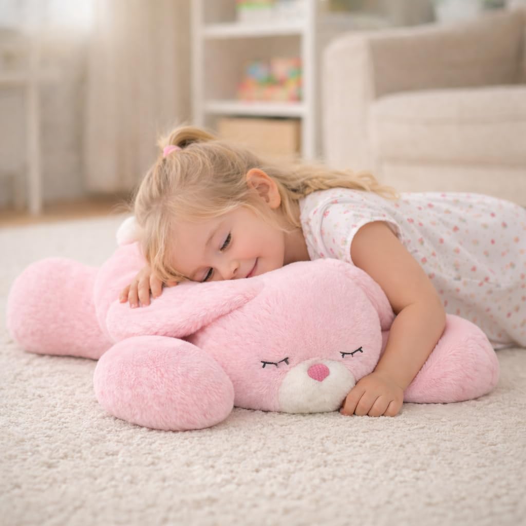 Mushymallow Weighted Easter Bunny Stuffed Animal Soft Weighted Rabbit Plushes Cute Pink Bunny Plush Toy Birthday Easter Gifts for Kids Boys Girls Adults (20" 4 lbs)