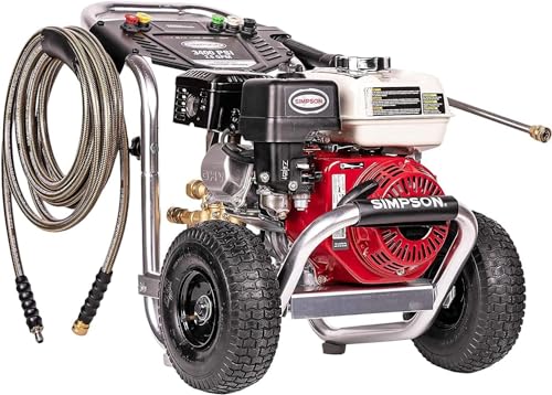 Simpson Cleaning 3400 PSI Gas Pressure Washer, 2.5 GPM Power Washer for Commercial Use, Honda GX200 Engine, 25-Foot Hose, Aluminum Series, 49-State (ALH3228-S)