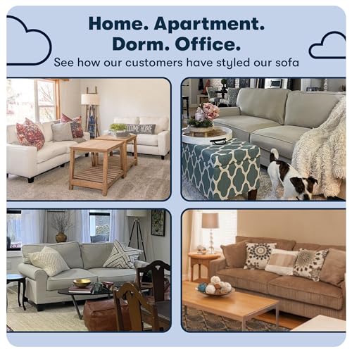 Serta Copenhagen 61" Rolled Arm Sofa, Easy Care Polyester, Soft Pillow Back, Pocket Coil Seat Cushions, Removable Covers, Loveseat or Couch for Small Spaces, Living Rooms or Bedrooms, Brown