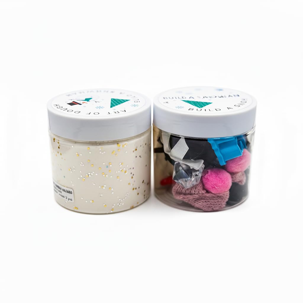 Art of Dough Snowman Sensory Play Kit for Kids – 6oz Homemade Play Dough Jar with Winter Accessories, Fine Motor Preschool Activity, Creative Holiday Toy for Ages 3+