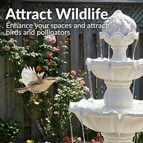 Sunnydaze 52-Inch 3-Tier Outdoor Water Fountain with Fruit Top - Large Outdoor Water Feature for Garden, Patio, Yard or Balcony - White