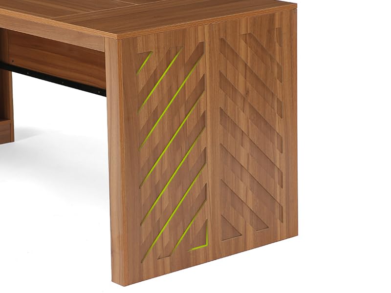 LITTLE TREE 78.7-Inch L-Shaped Executive Desk, Large Home Office Desk with 2 File Drawers and Storage Shelves (Warm Brown)