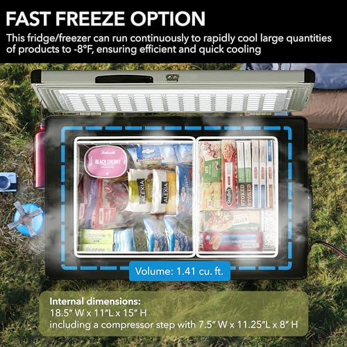 Whynter 45 Qt. Portable Refrigerator / Portable Freezer for Travel - Chest Freezer / Fridge for Car, Camping, RVs & More, -8°F to 50°F Temperature Range, AC 110V/ DC 12V, FM-45G, Gray