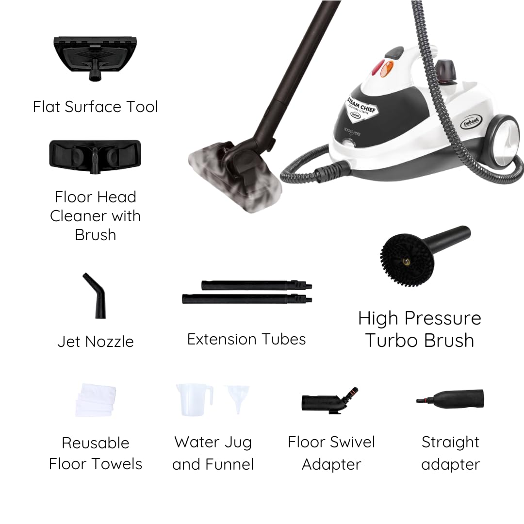 Ewbank 1800W Steam Cleaner, with attachments, Carpets, Tile, Floors, car, Upholstery, Bathroom, Kitchen, Windows, Grout