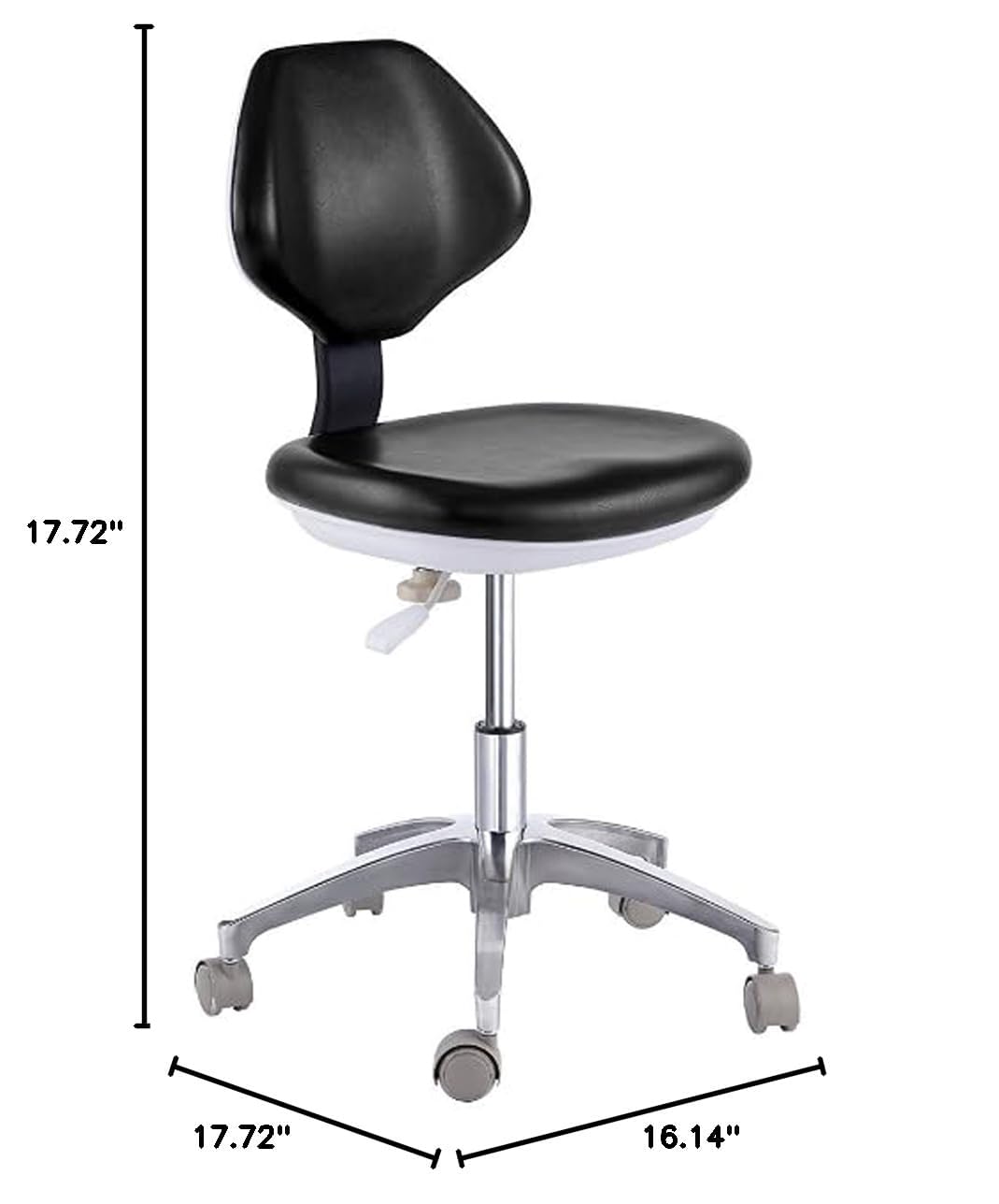 BONEW-Oral Dental Chair Stool Assistant for Dentist Doctor's Stool Adjustable Mobile Chair PU Leather Black