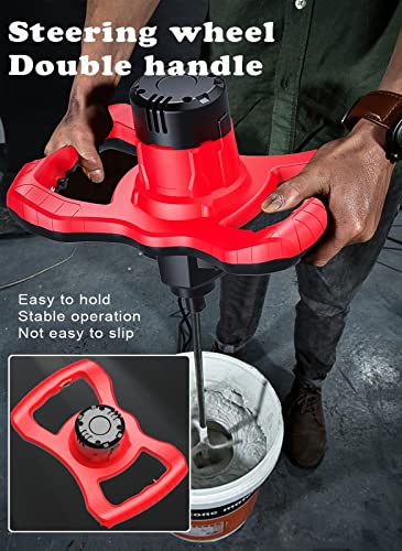 KJZQLMZ Concrete Mixer Handheld Mortar Mixer 3980W with 6 Speed Adjustment and Stainless Steel Paddle