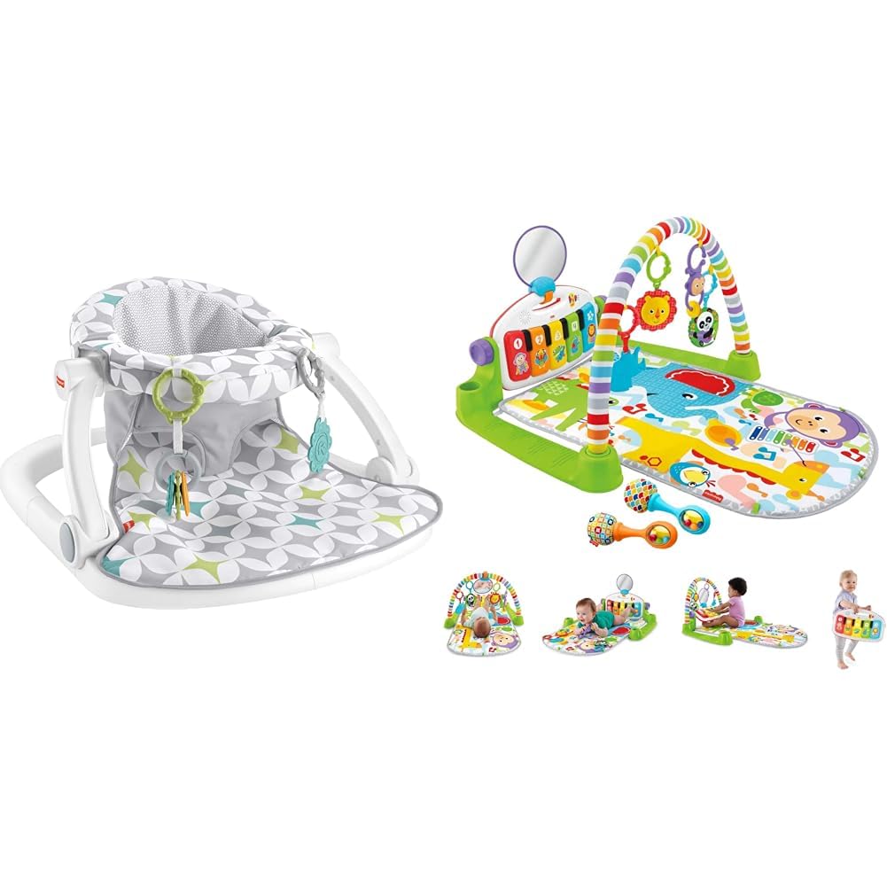 Fisher-Price Baby Chair with Toys and Playmat with Piano Gym, Maracas & 5 Toys