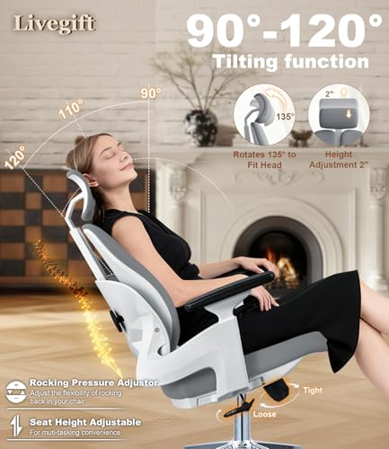 Livegift Ergonomic Gaming Chair with Dual Backrest Office Chair for Back Support, 500LB Heavy Duty Computer Desk Chair, Adjustable Lumbar Support,Home Office Chair for Gamers and Programmers