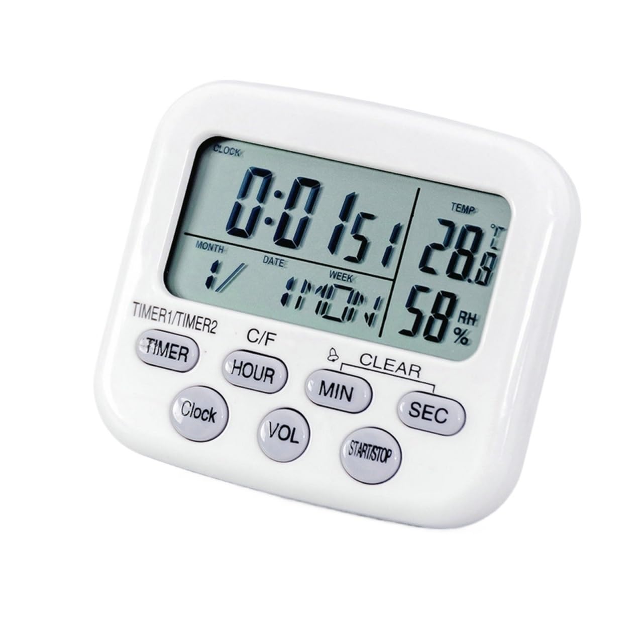 BERHUTJ Multifunction Timer/Thermometer/Hygrometer/Alarm Clock/Calendar Digital Electronic for Kitchen and Study